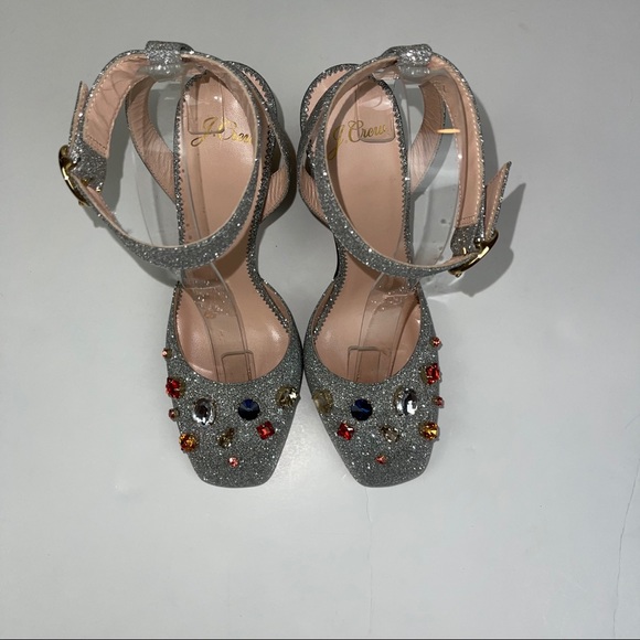 J Crew Vicky Pump With Jewels Silver Glitter 6.5 - Picture 12 of 16